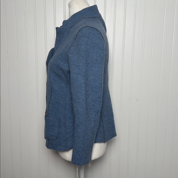 EILEEN FISHER 96% MERINO WOOL Blue Button-Up Jacket - Picture 9 of 16